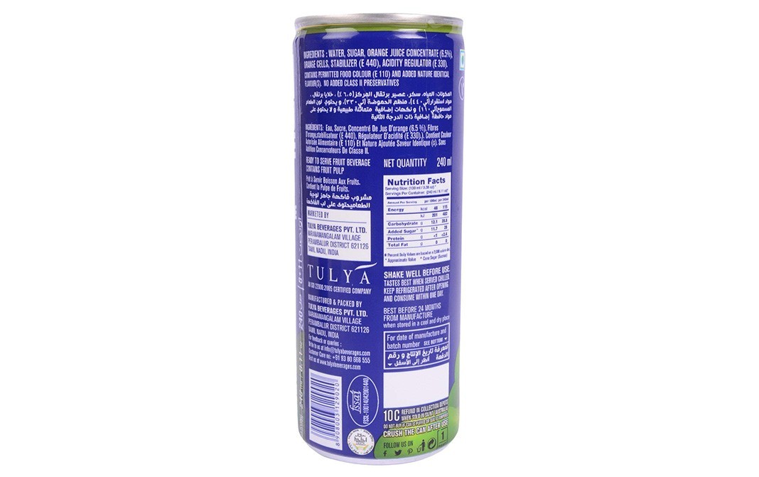 MOH Orange Juice With Sacs    Tin  240 millilitre